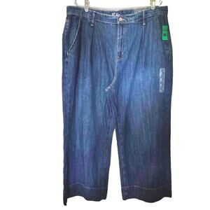 NWT gap denim 18/34R high rise wide leg pleated baggy relaxed loose fit